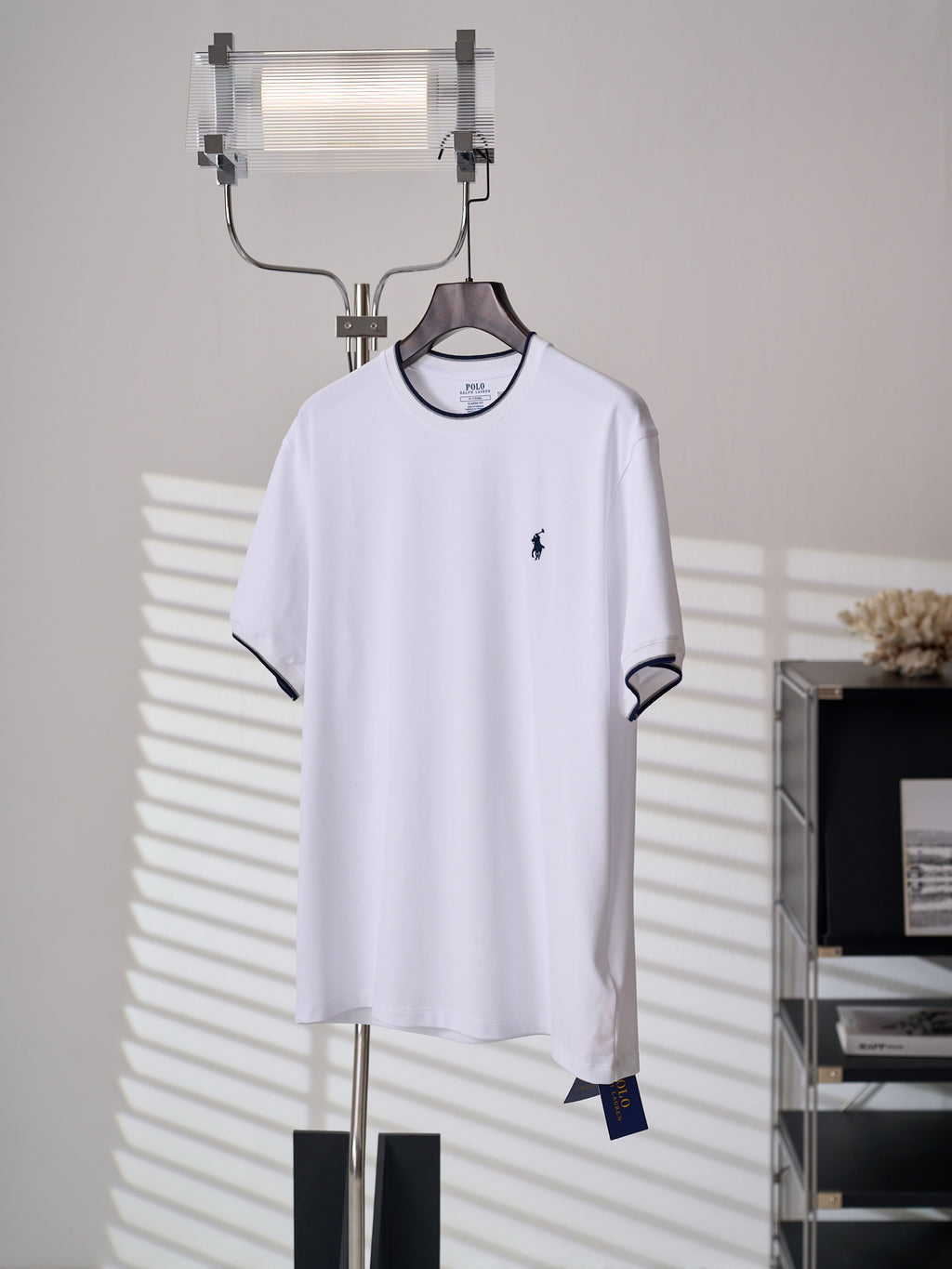 Polo Ralph Lauren Men's Contrast‑Trim Crew‑Neck Short‑Sleeve T‑Shirt, Navy Pony Embroidery