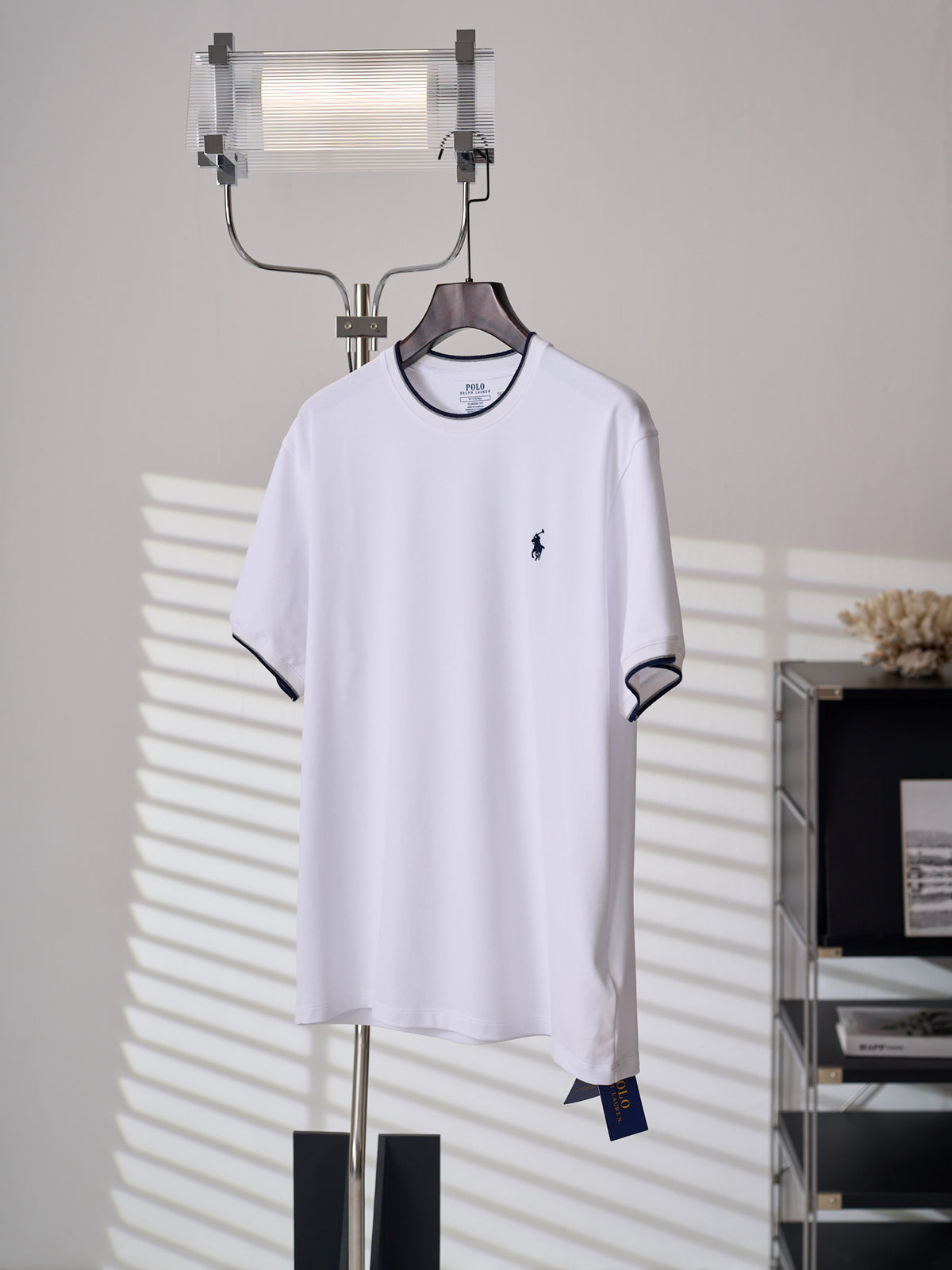 Polo Ralph Lauren Men's Contrast‑Trim Crew‑Neck Short‑Sleeve T‑Shirt, Navy Pony Embroidery