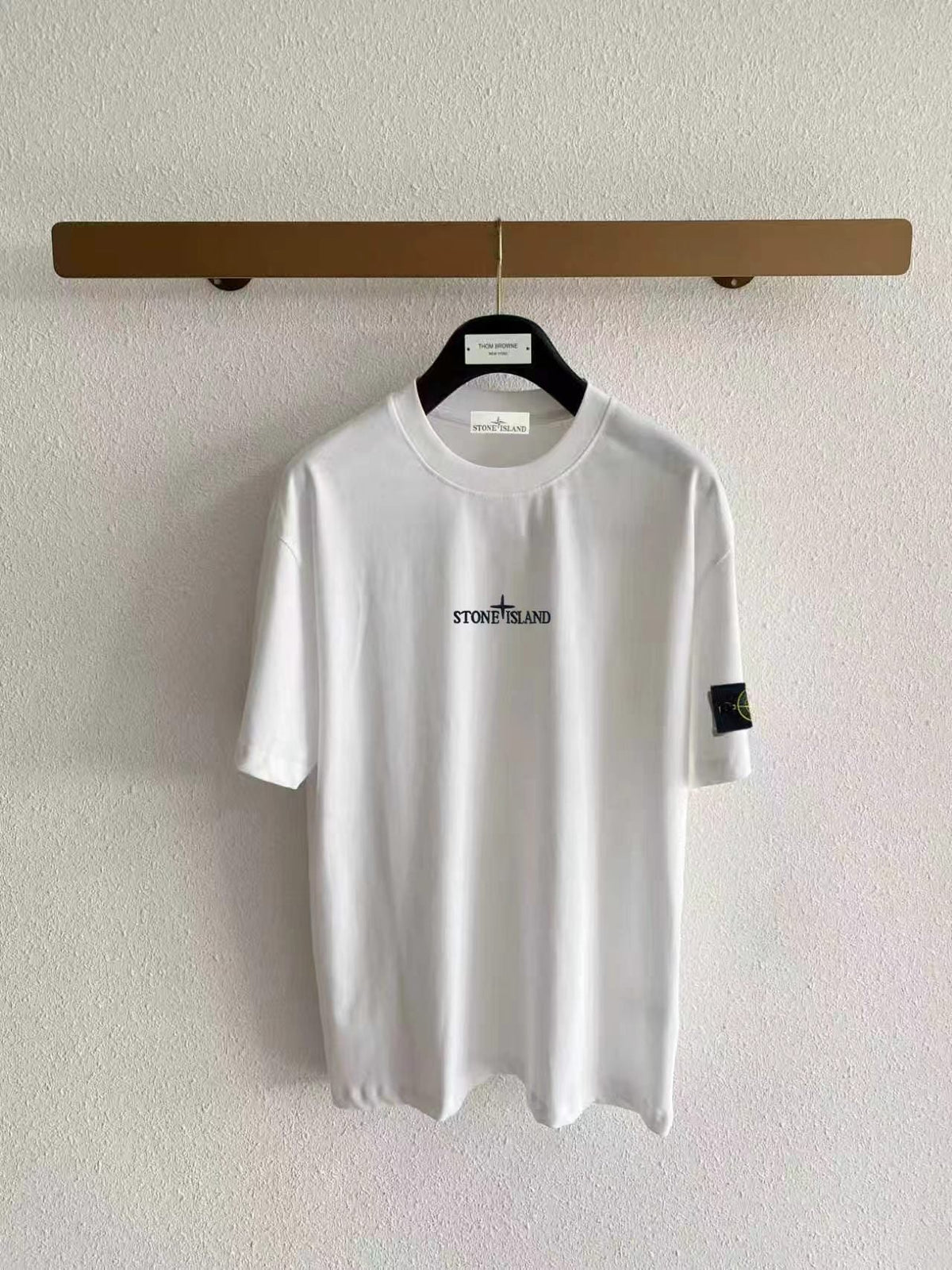 Stone Island Centre Chest Logo Embroidery T-Shirt - White / Blue / Gray / Black