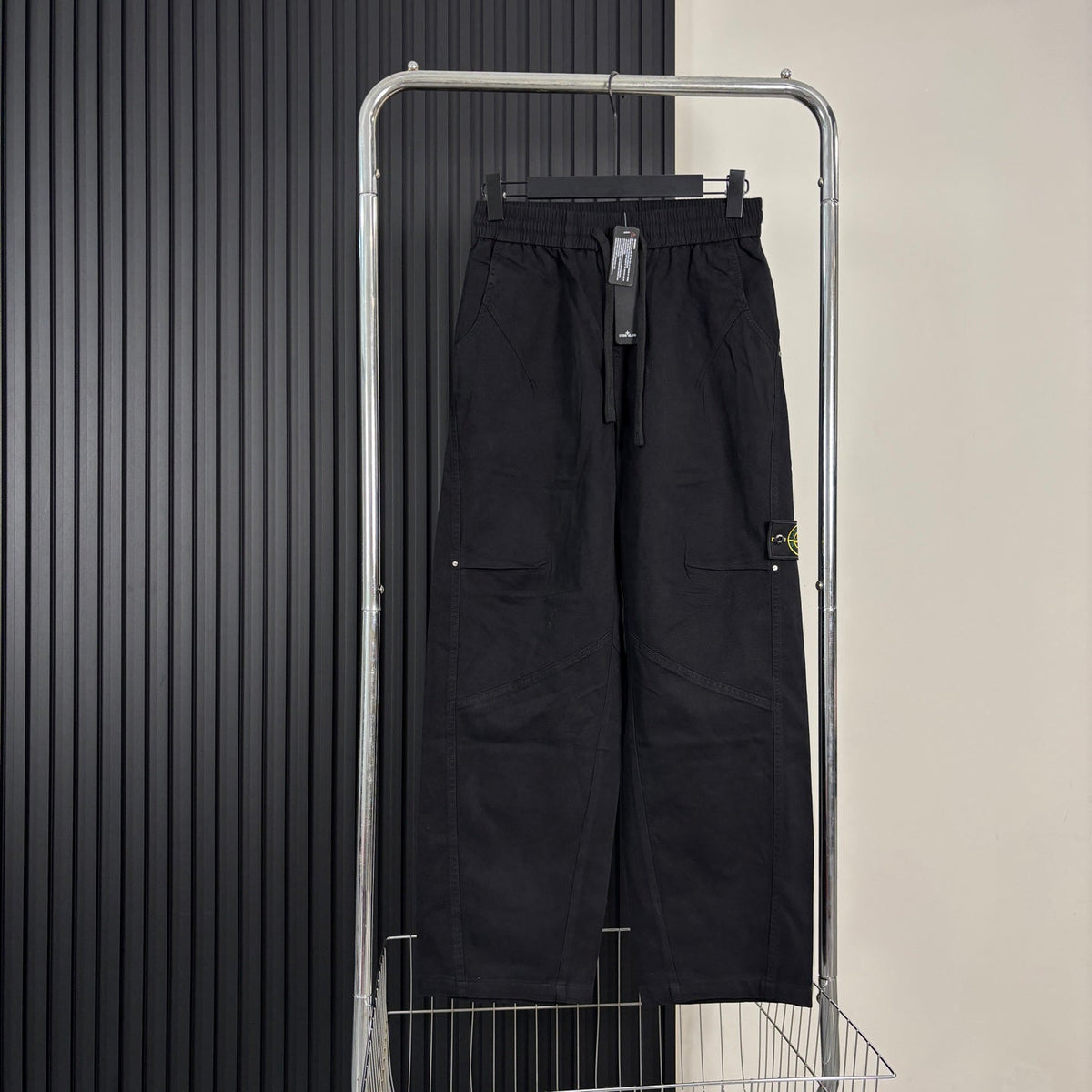 Stone Island Wide-Leg Straight Cargo Trousers with Compass Badge