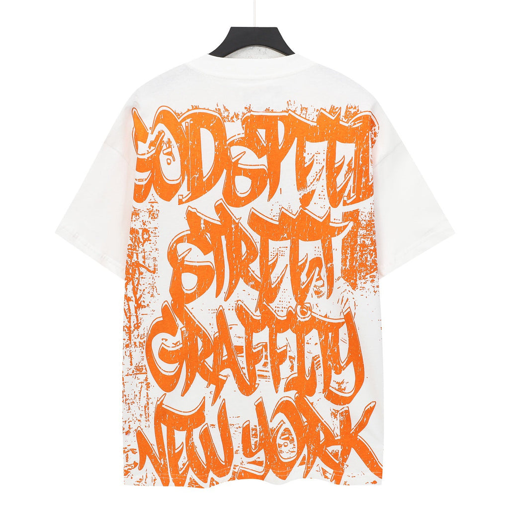 Godspeed Urban Skeleton Night Car Vintage Short‑Sleeve Tee (White)