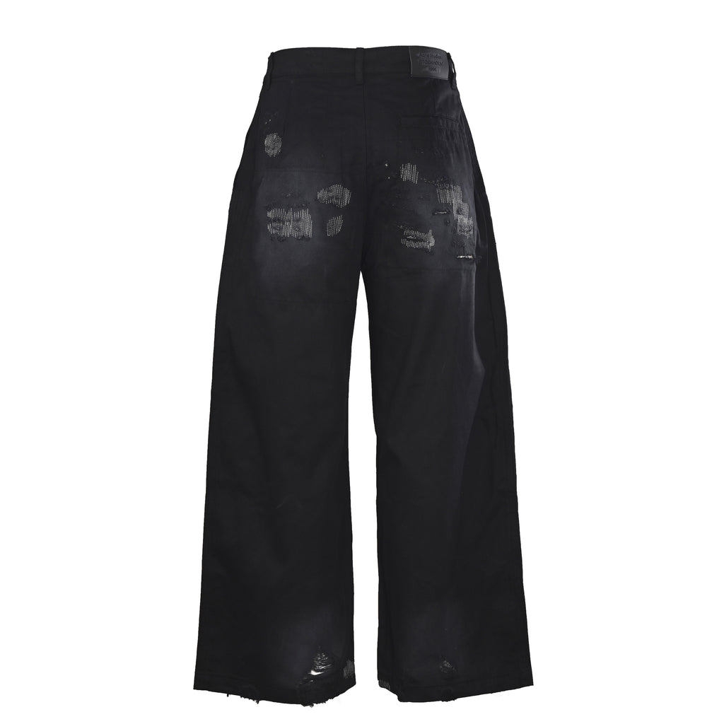 Acne Studios Patch‑Repair Distressed Wide‑Leg Jeans