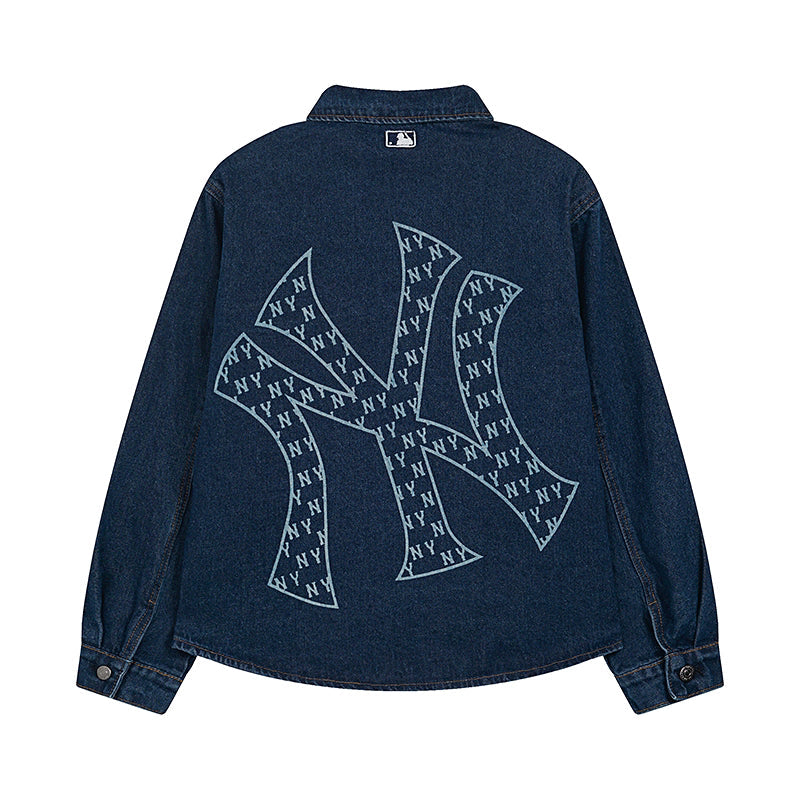 NY Yankees Monogram Fill Back Logo Denim Shirt Jacket