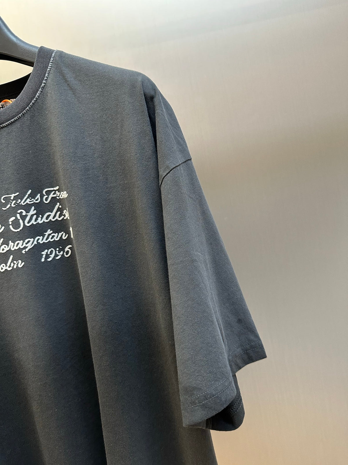 Acne Studios Retro Cursive Text Print Oversized Short‑Sleeve T‑Shirt