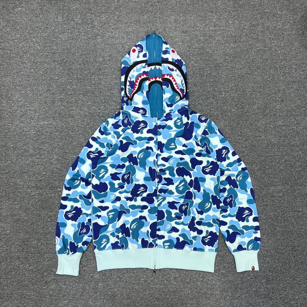 BAPE ABC Macro Camo Shark Full-Zip Double Hood Hoodie