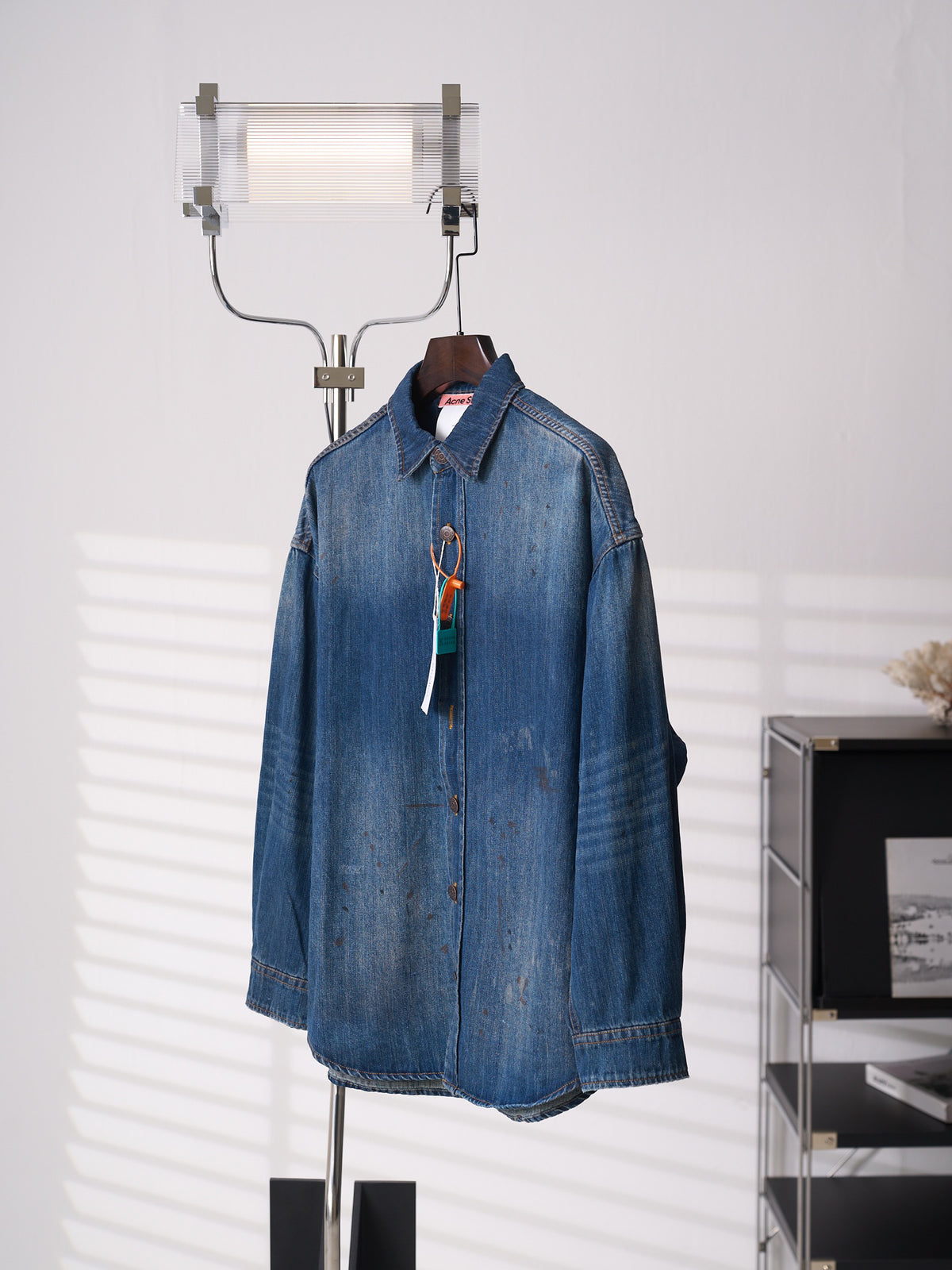 Acne Studios Vintage Distressed Oversized Denim Long‑Sleeve Shirt