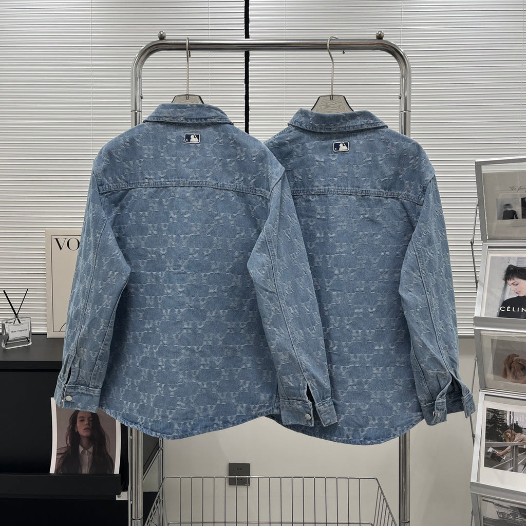 NY Yankees All-Over Monogram Denim Shirt Jacket