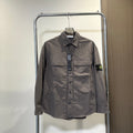 Stone Island Crinkle Nylon Overshirt with Flap Chest Pockets and Compass Badge