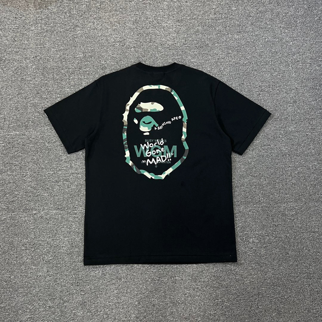 BAPE Busy Works World Gone MAD Woodland Camo WGM Tee Oversized Unisex T-Shirt