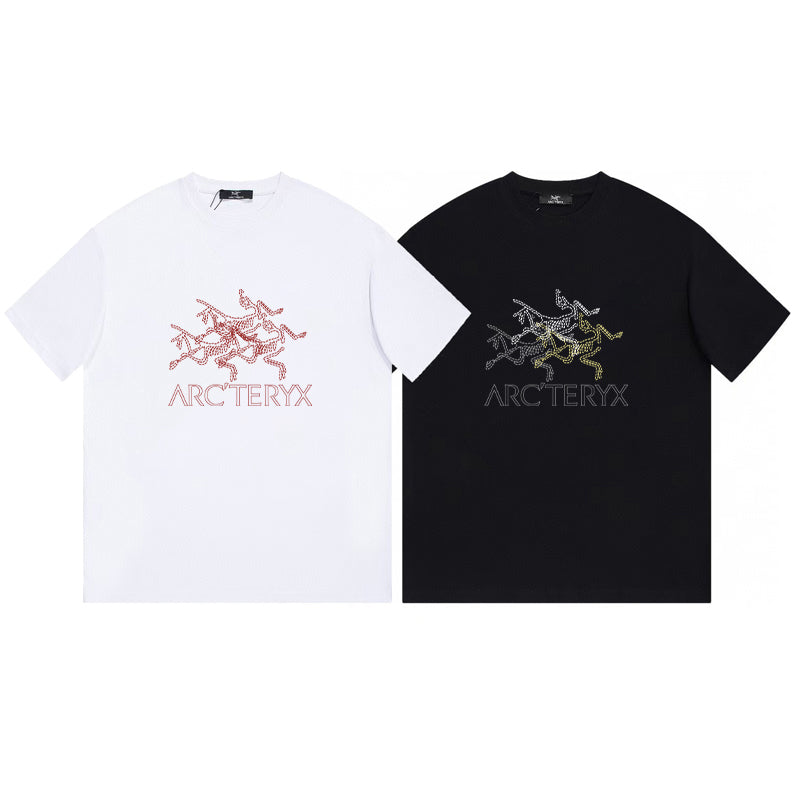 Arc'teryx Multi‑Overlay Bird Skeleton Rhinestone‑Style Graphic Short‑Sleeve T‑Shirt Unisex