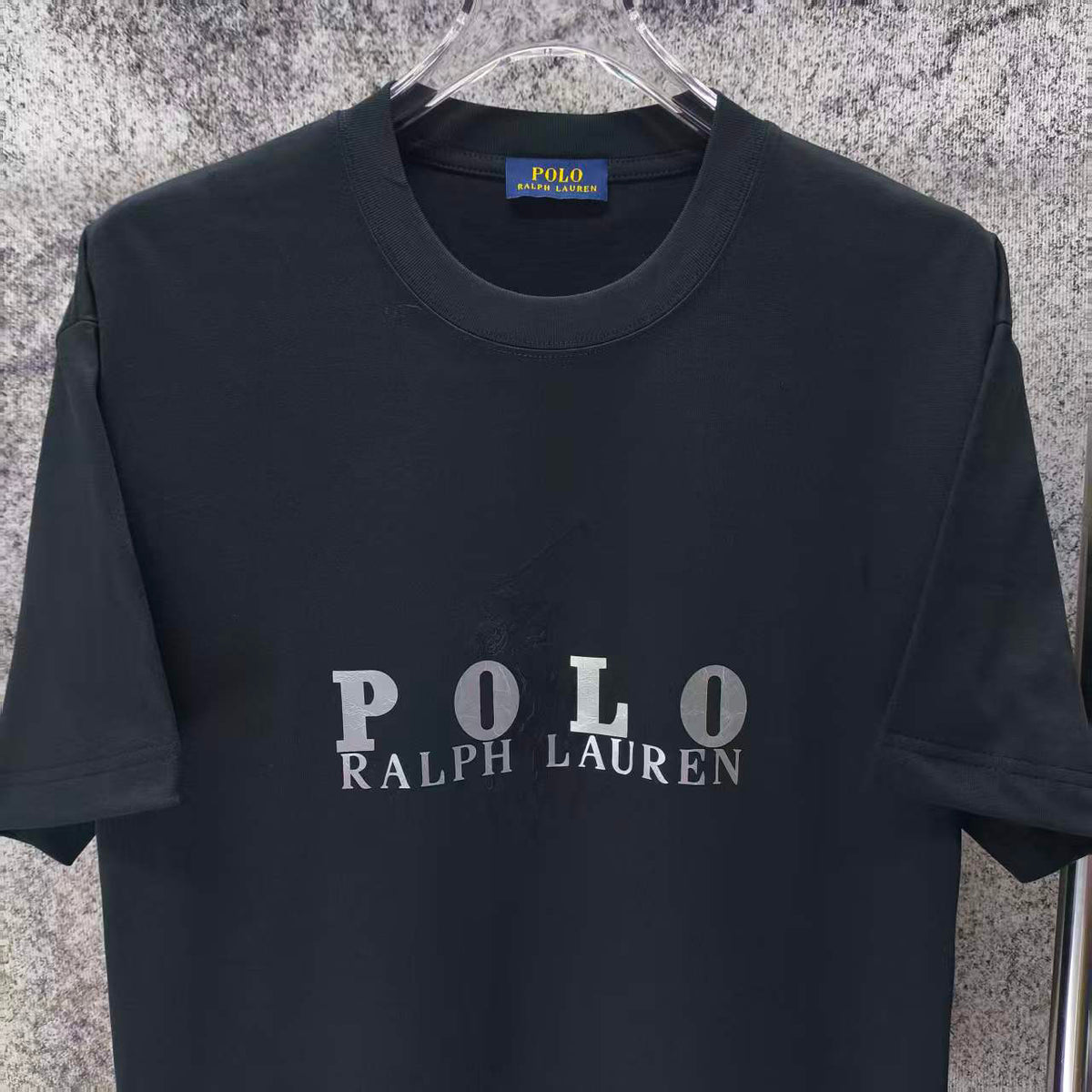 Men's Crew‑Neck Short‑Sleeve T‑Shirt, Front Letter Logo Print