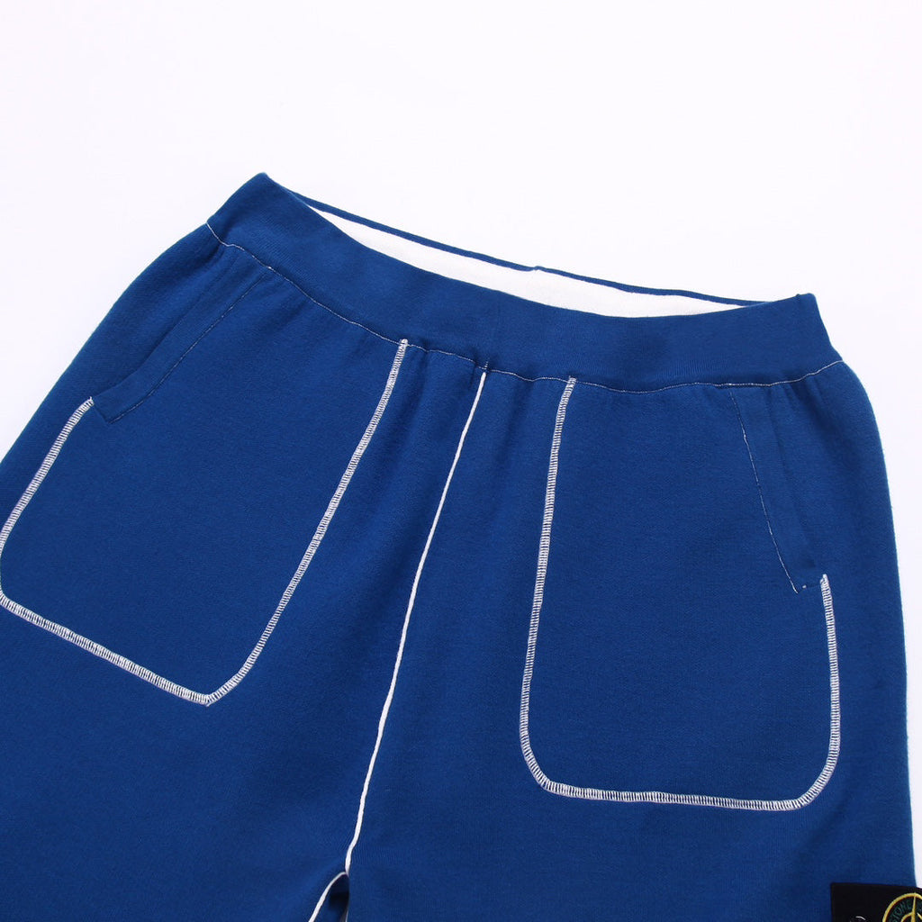 Stone Island Technical Fabric Shorts with Bilateral Front Patch Pockets Contrast Topstitching and Compass Badge