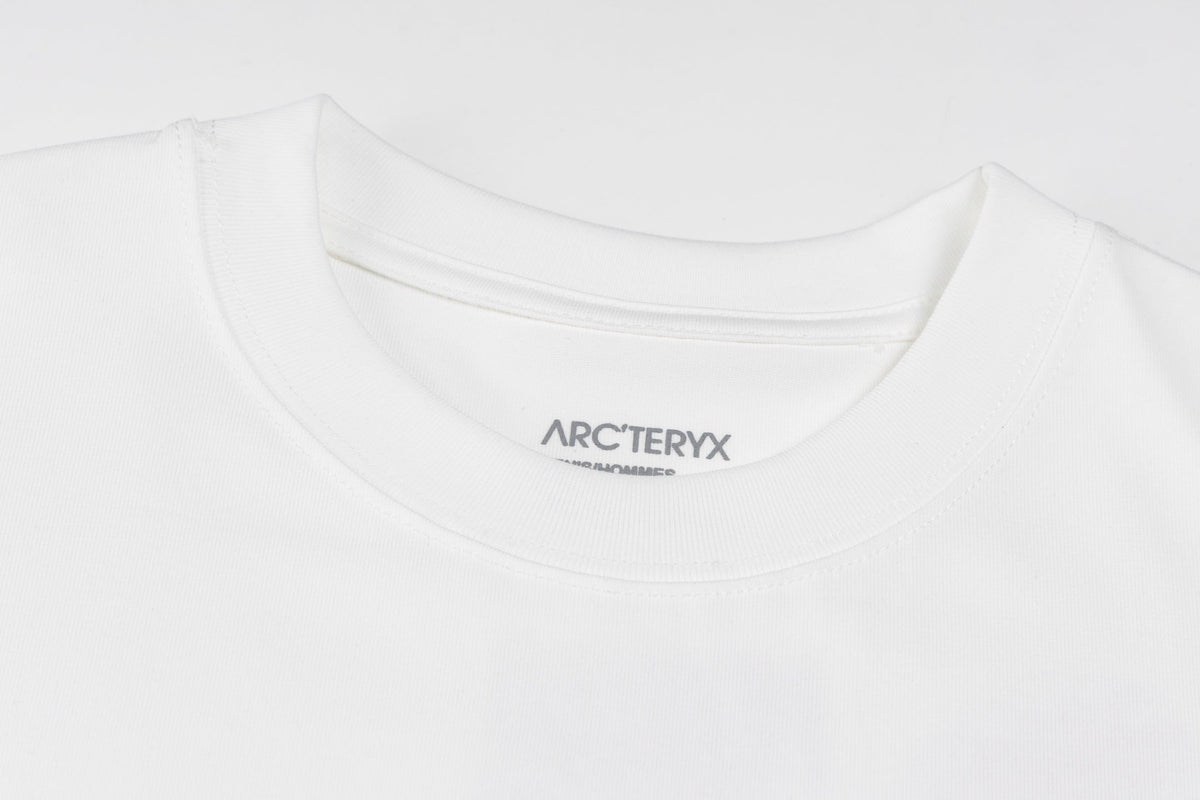 Arc'teryx Distressed Bird Logo Front & Grid Graphic Back Crew Neck Short‑Sleeve T‑Shirt, Unisex Relaxed Fit Tee