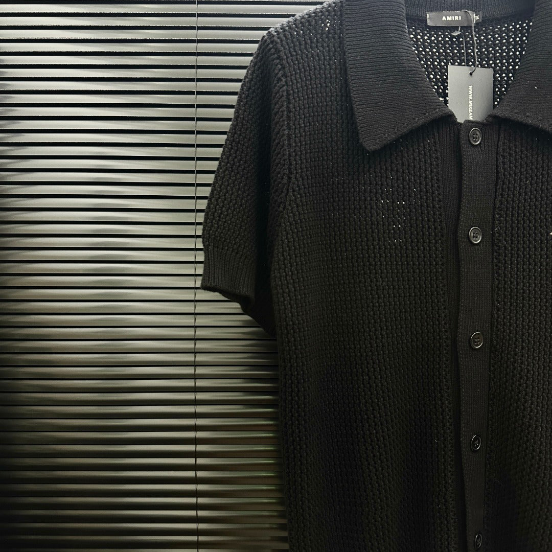 AMIRI Minimal Logo Short‑Sleeve Knit Cardigan