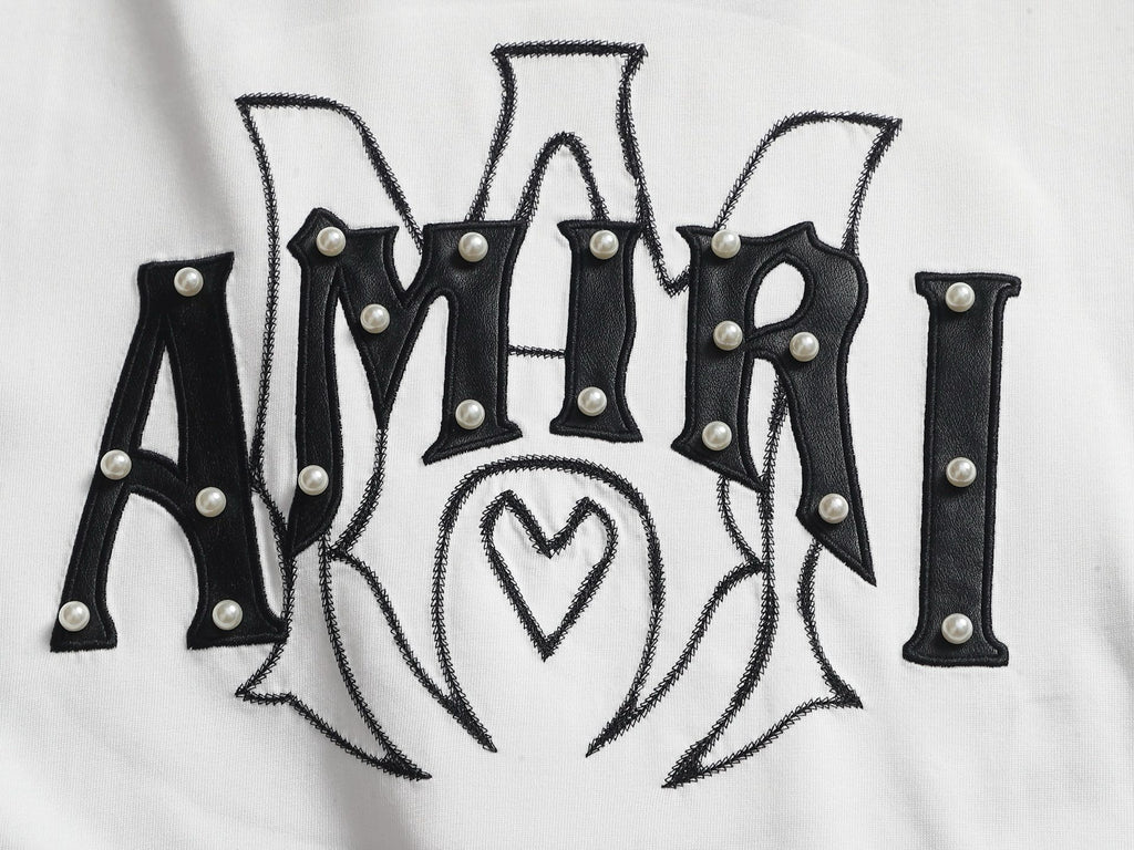 AMIRI Studded Heart Graphic Crew Neck Short‑Sleeve T‑Shirt