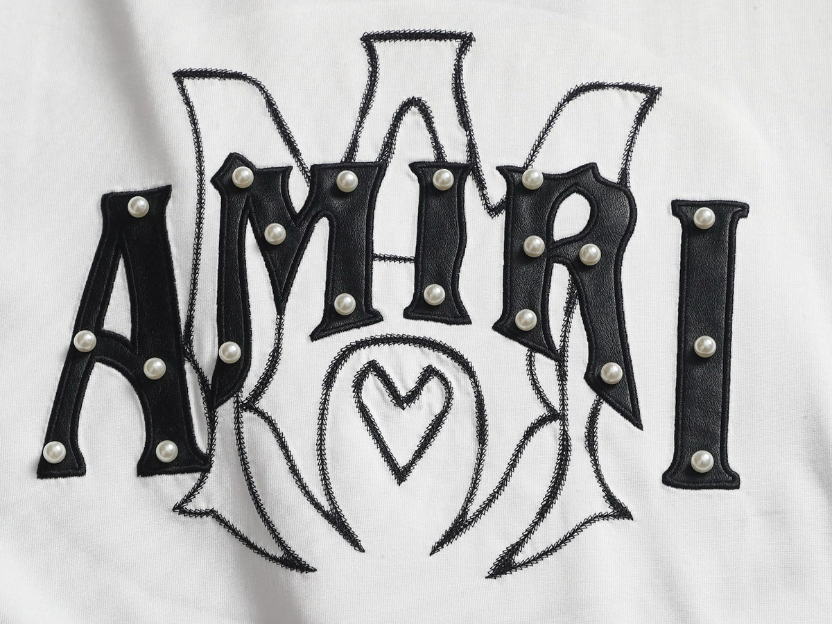 AMIRI Studded Heart Graphic Crew Neck Short‑Sleeve T‑Shirt