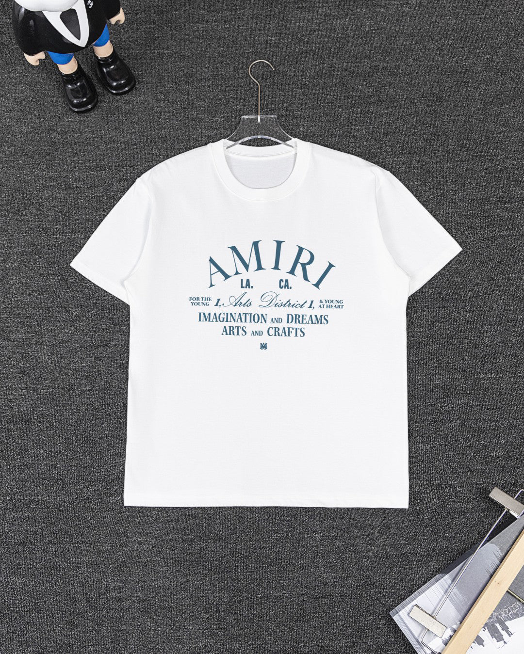 AMIRI LA Arts District Vintage Text Short‑Sleeve Tee & Drawstring Shorts Set