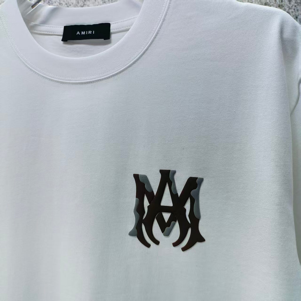 AMIRI Two‑Tone MA Monogram Chest Graphic Short‑Sleeve Tee