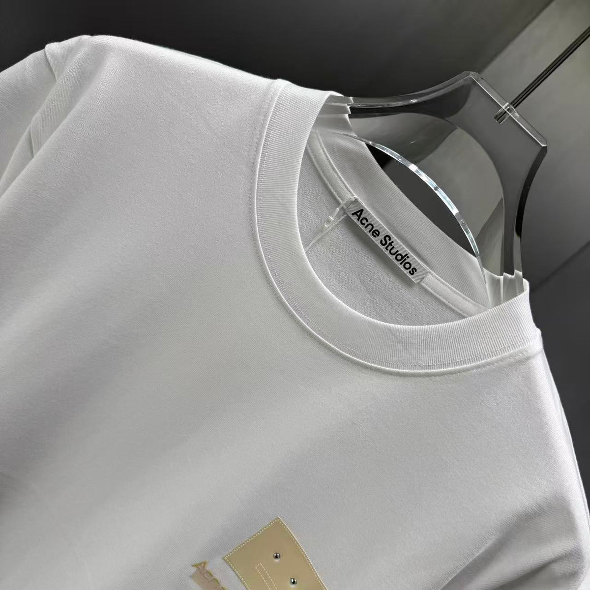 Acne Studios Square‑Face Patch 1996 Graphic Crew‑Neck Short‑Sleeve T‑Shirt