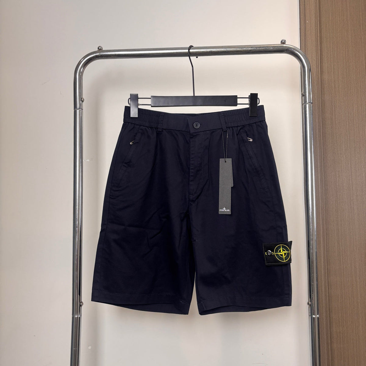 Stone Island Japanese-Style Chino Shorts with Twin Pleats and Compass Badge