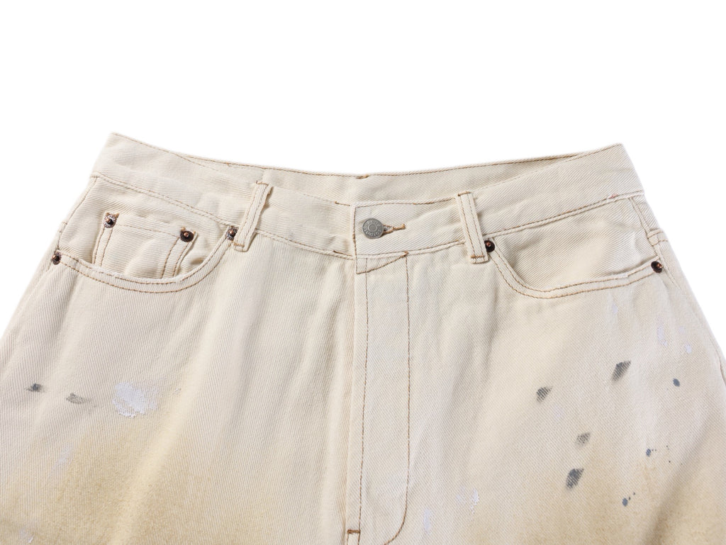 cne Studios Vintage Paint‑Splatter Denim Jort Shorts