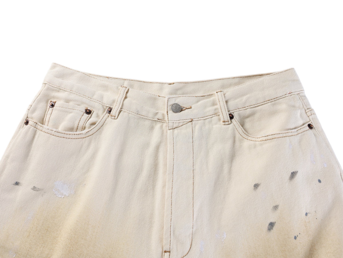 cne Studios Vintage Paint‑Splatter Denim Jort Shorts