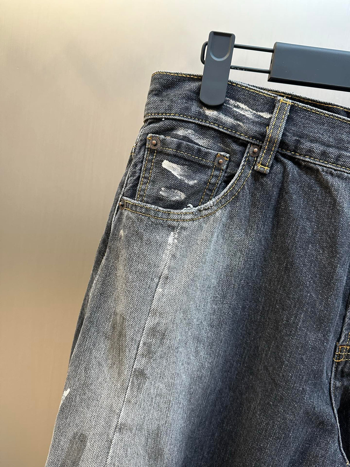 Acne Studios Paint‑Splash Vintage Washed Baggy Wide‑Leg Jeans