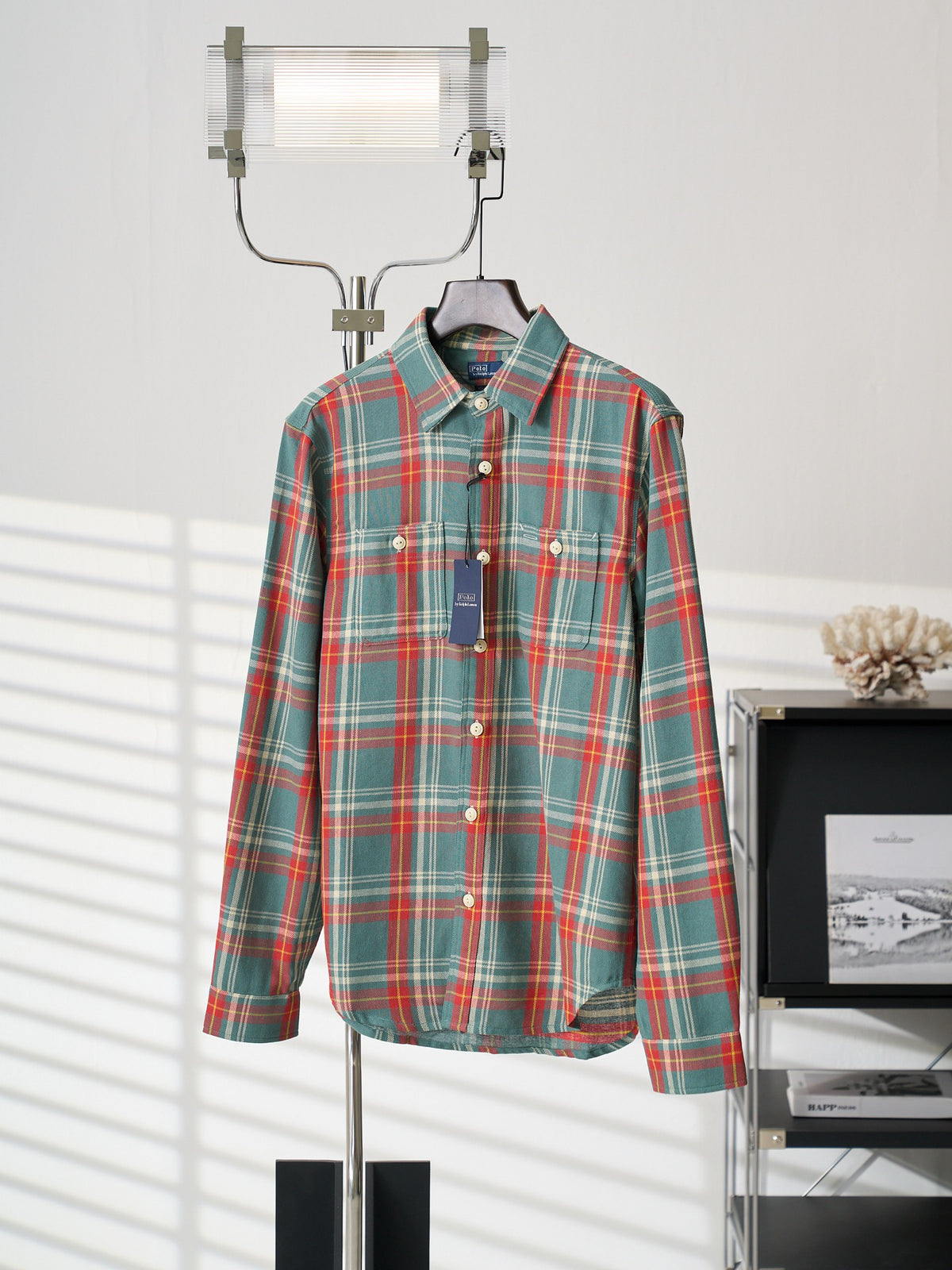 Ralph Lauren Men's Long‑Sleeve Plaid Flannel Shirt With Double Chest Pockets