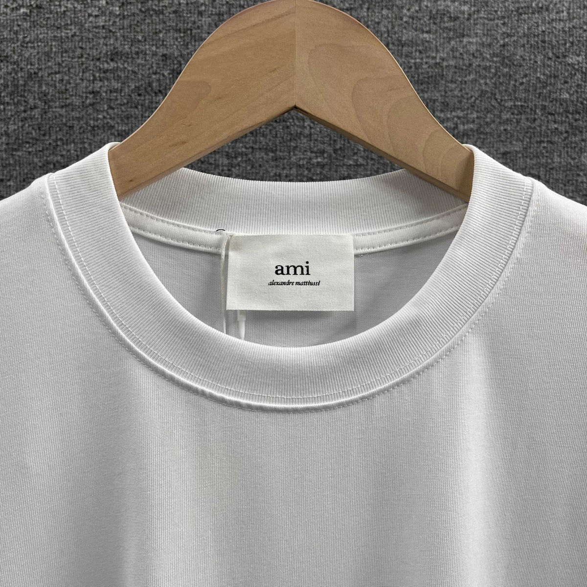 AMI Paris Panda Embroidered Chest Crew Neck Short‑Sleeve T‑Shirt