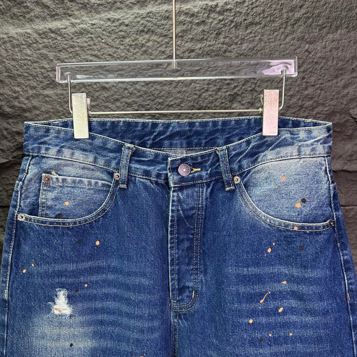 Acne Studios Paint‑Splatter Distressed Straight‑Leg Jeans
