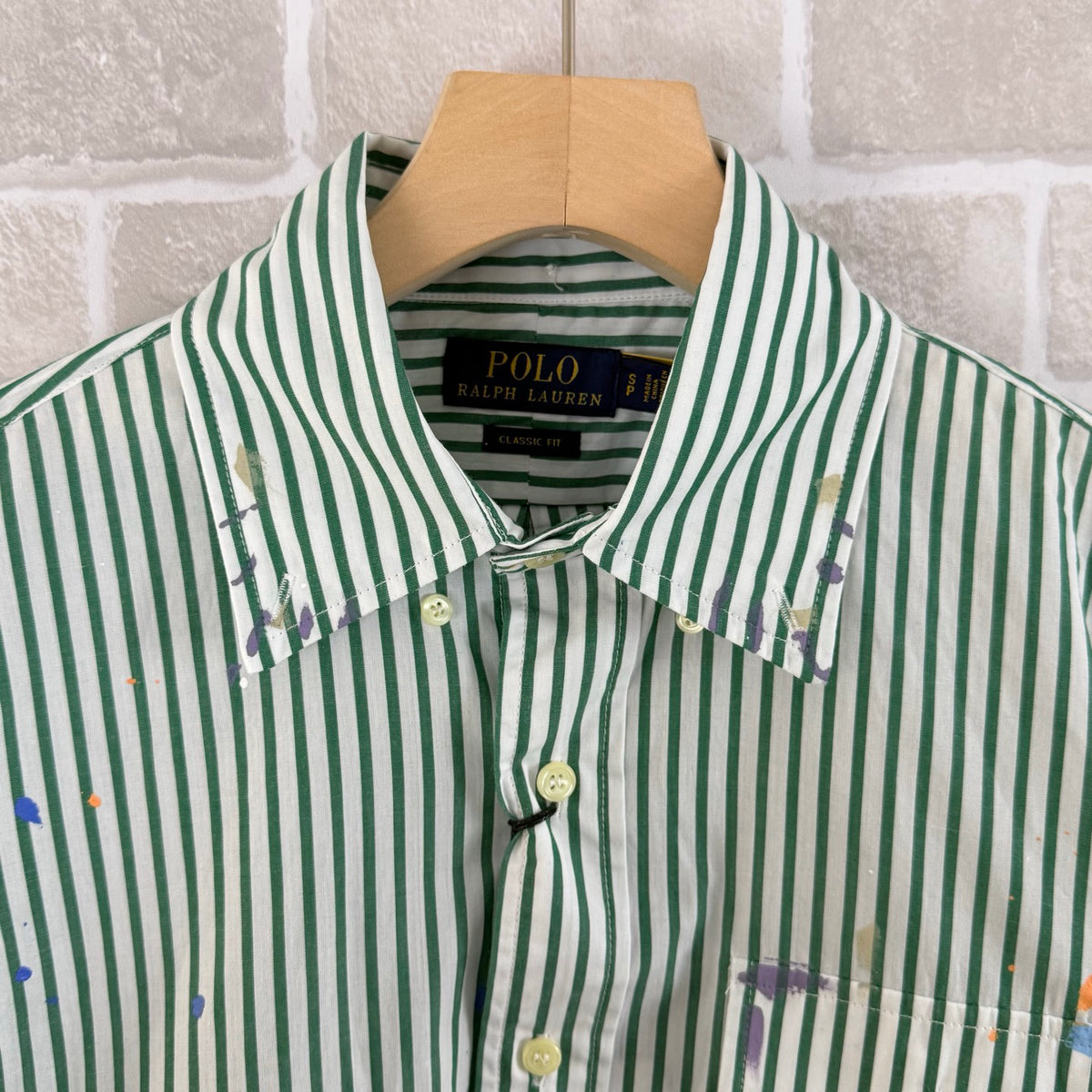 Ralph Lauren Men's Paint‑Splatter Striped Long‑Sleeve Button‑Down Shirt