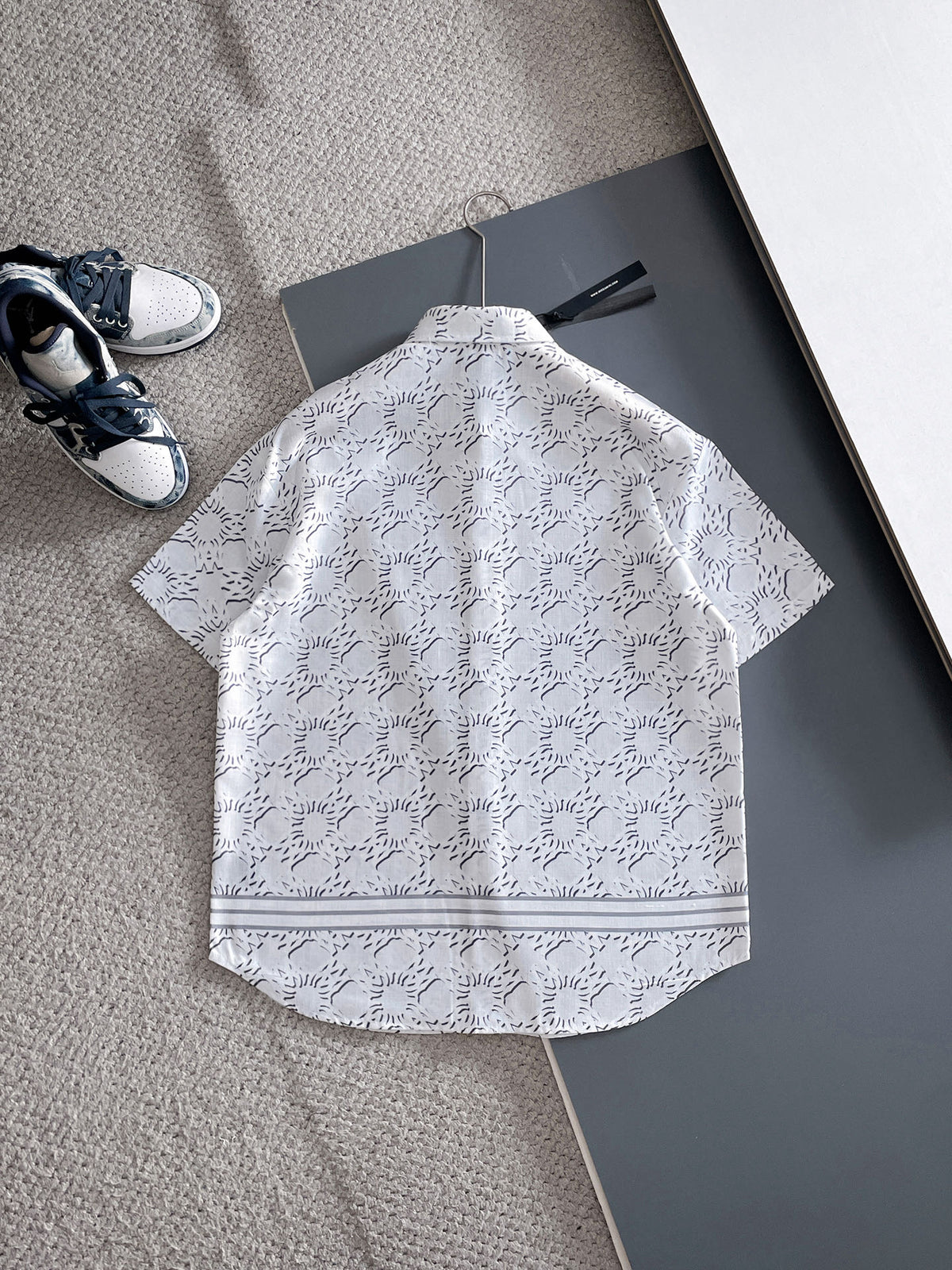 AMIRI All‑Over Print Short‑Sleeve Button‑Up Shirt & Drawstring Shorts Two‑Piece Summer Set