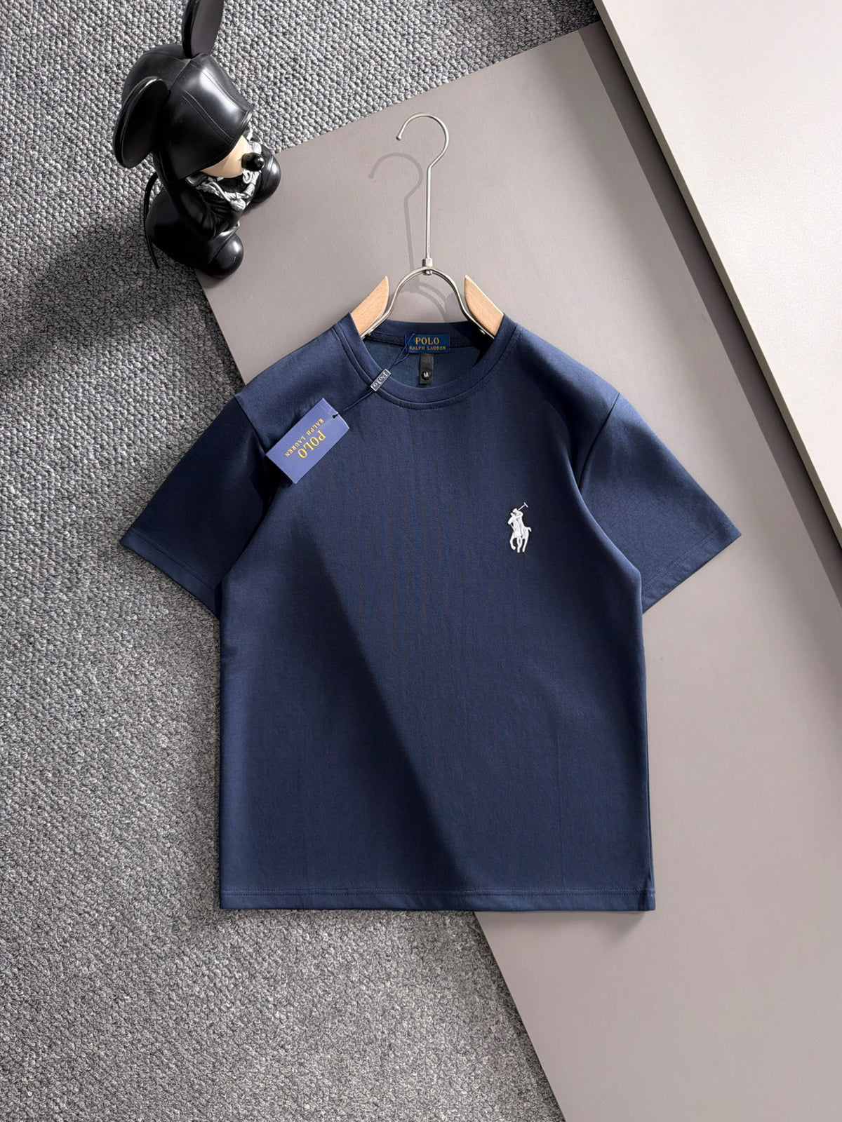 Men's 2‑Piece Outfit, Crew Neck Short‑Sleeve T‑Shirt + Drawstring Shorts Set Horse Embroidery Casual Tracksuit