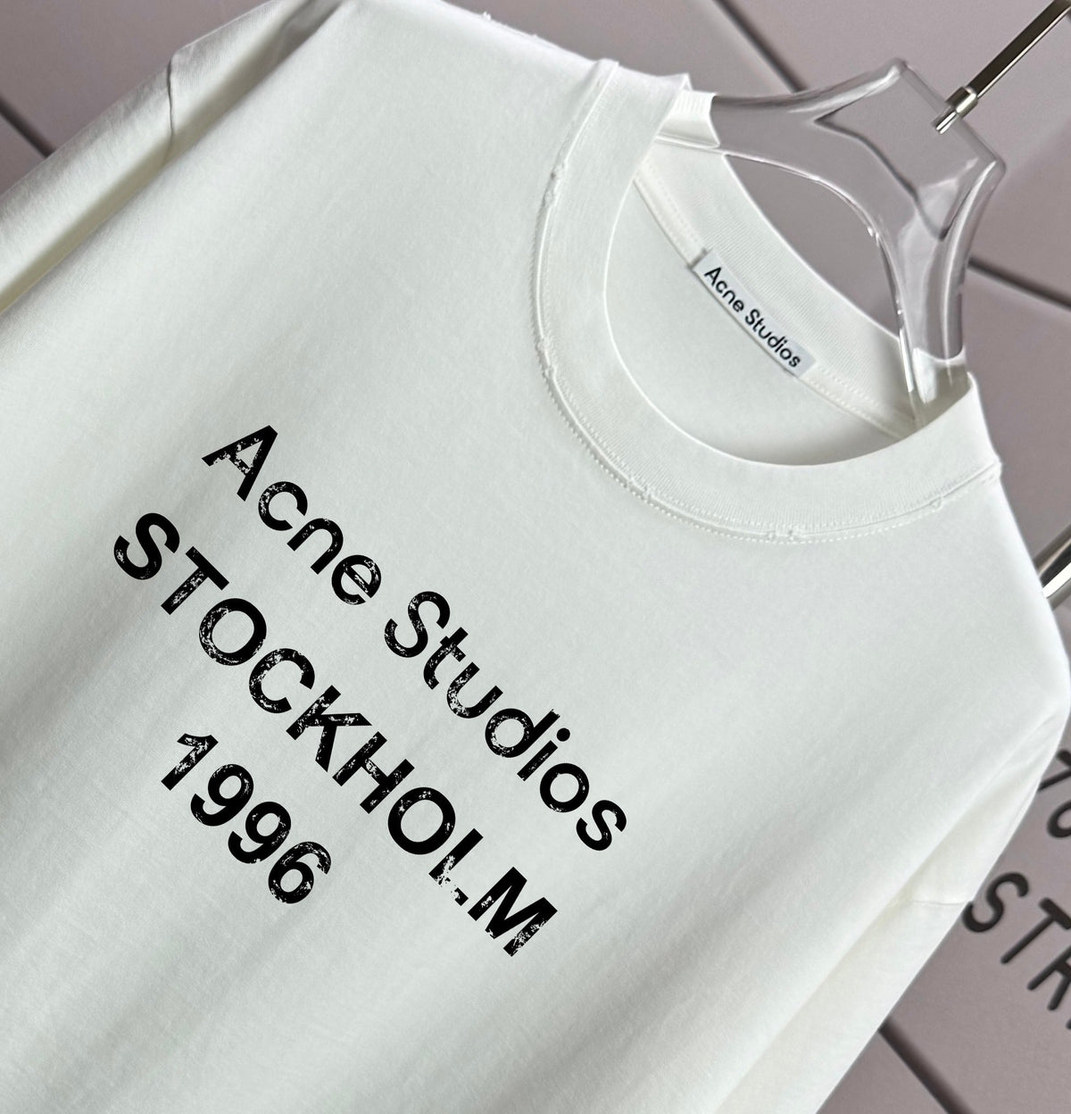 Acne Studios Stockholm 1996 Distressed‑Trim Crew‑Neck Short‑Sleeve T‑Shirt
