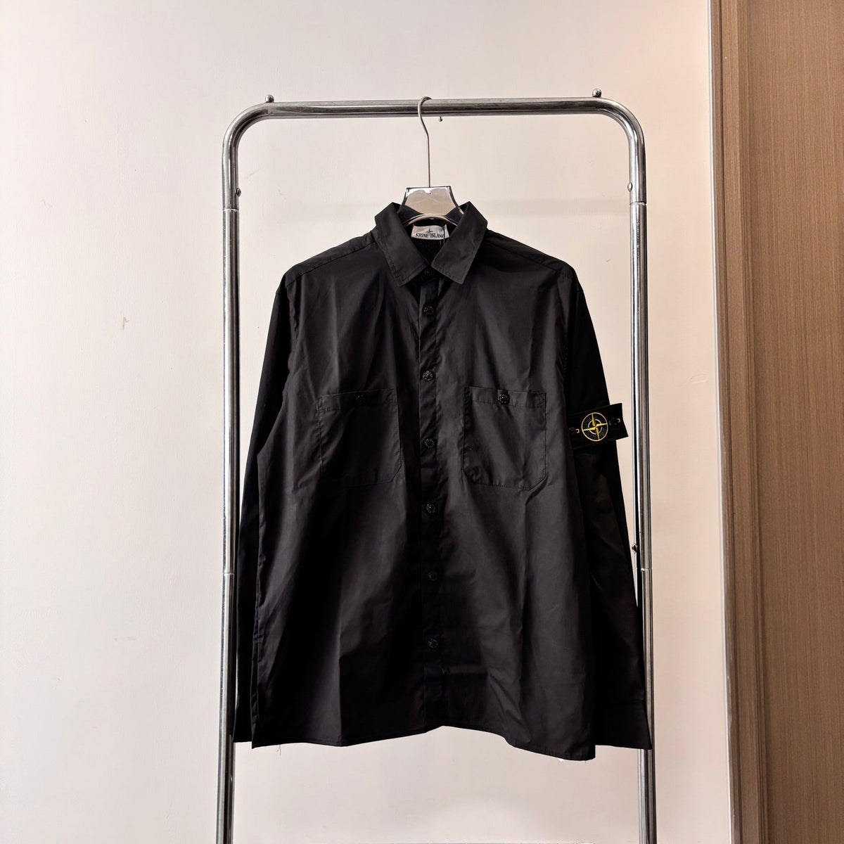 Stone Island Technical Cotton Overshirt with Snap Buttons and Compass Badge