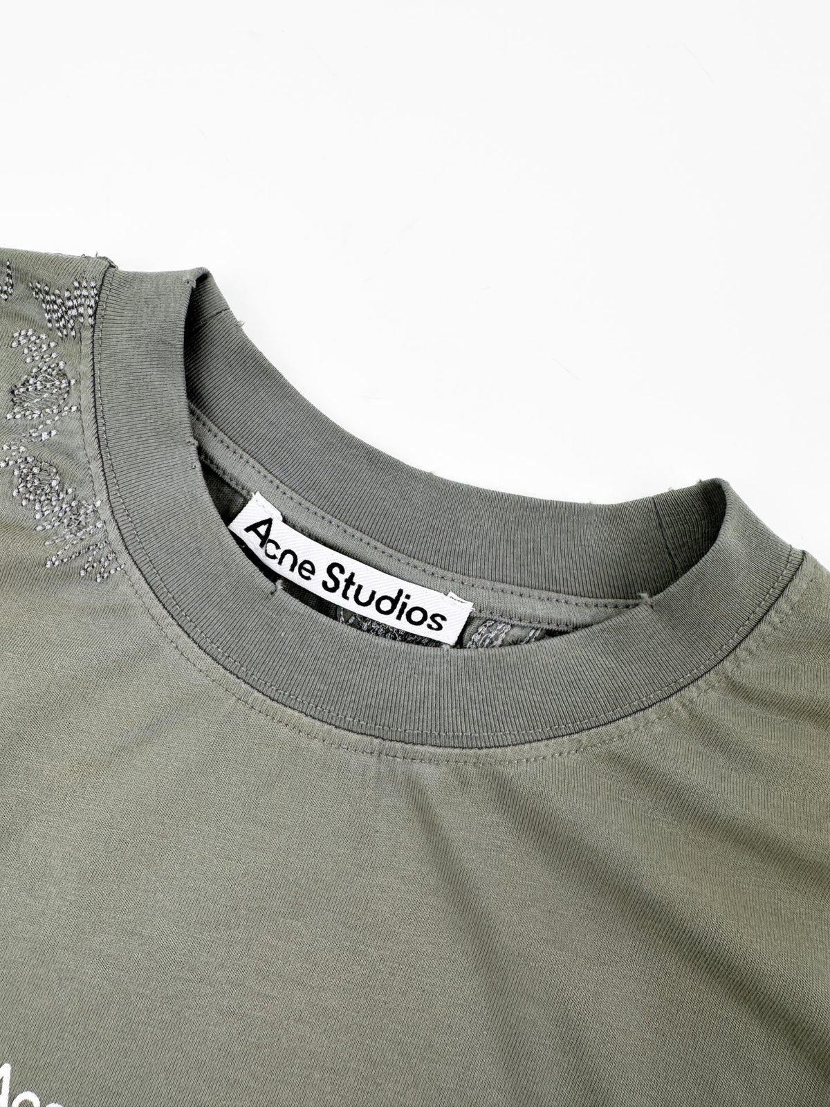 Acne Studios Distressed‑Detail Centered Text‑Logo Crew‑Neck Short‑Sleeve T‑Shirt
