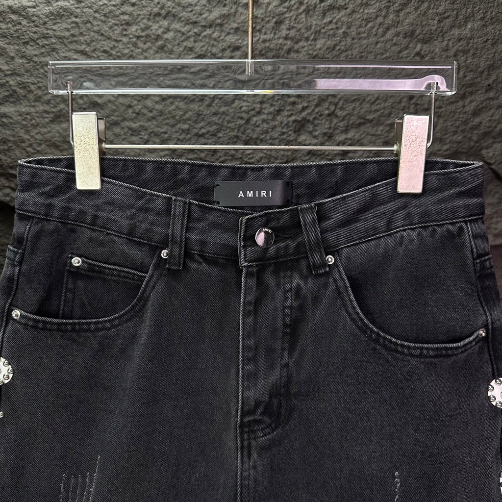 AMIRI Rhinestone‑Embellished Flared Denim Jeans
