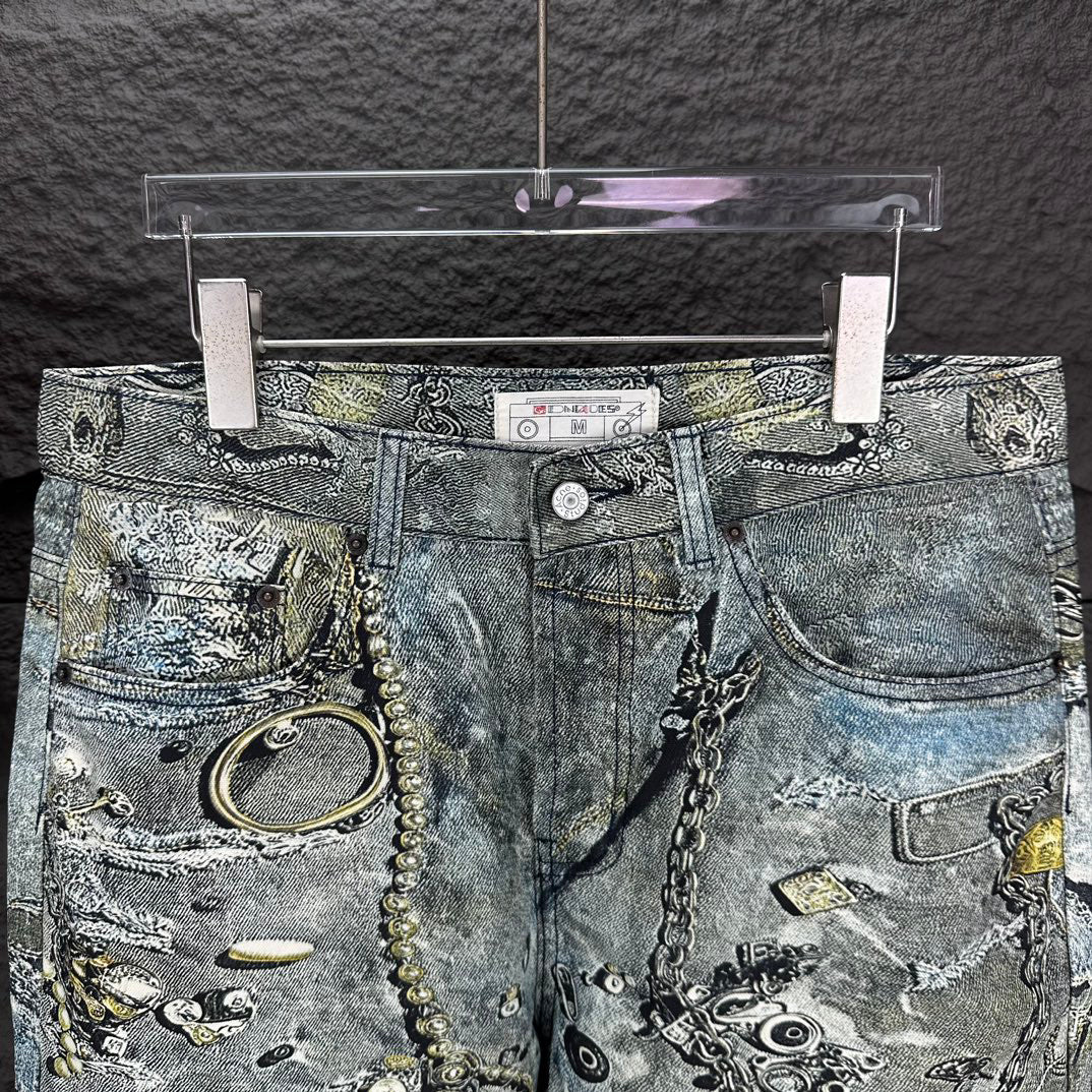Acne Studios Ornate Chain‑Print Straight‑Leg Jeans