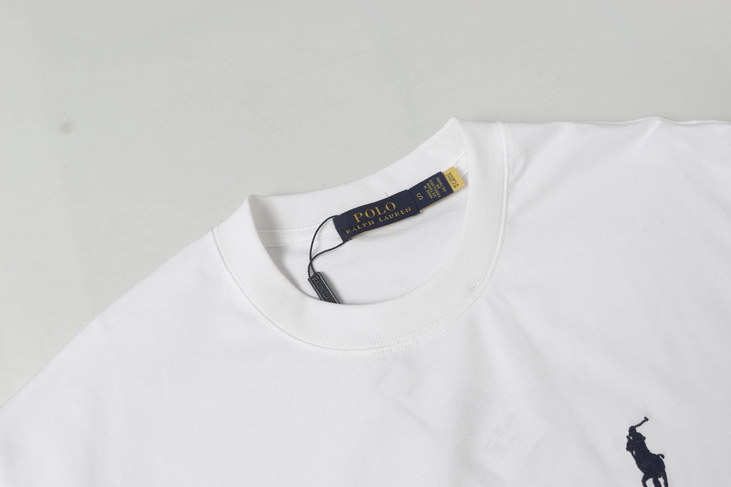 Ralph Lauren Men's White Crew‑Neck Short‑Sleeve Embroidered Pony T‑Shirt