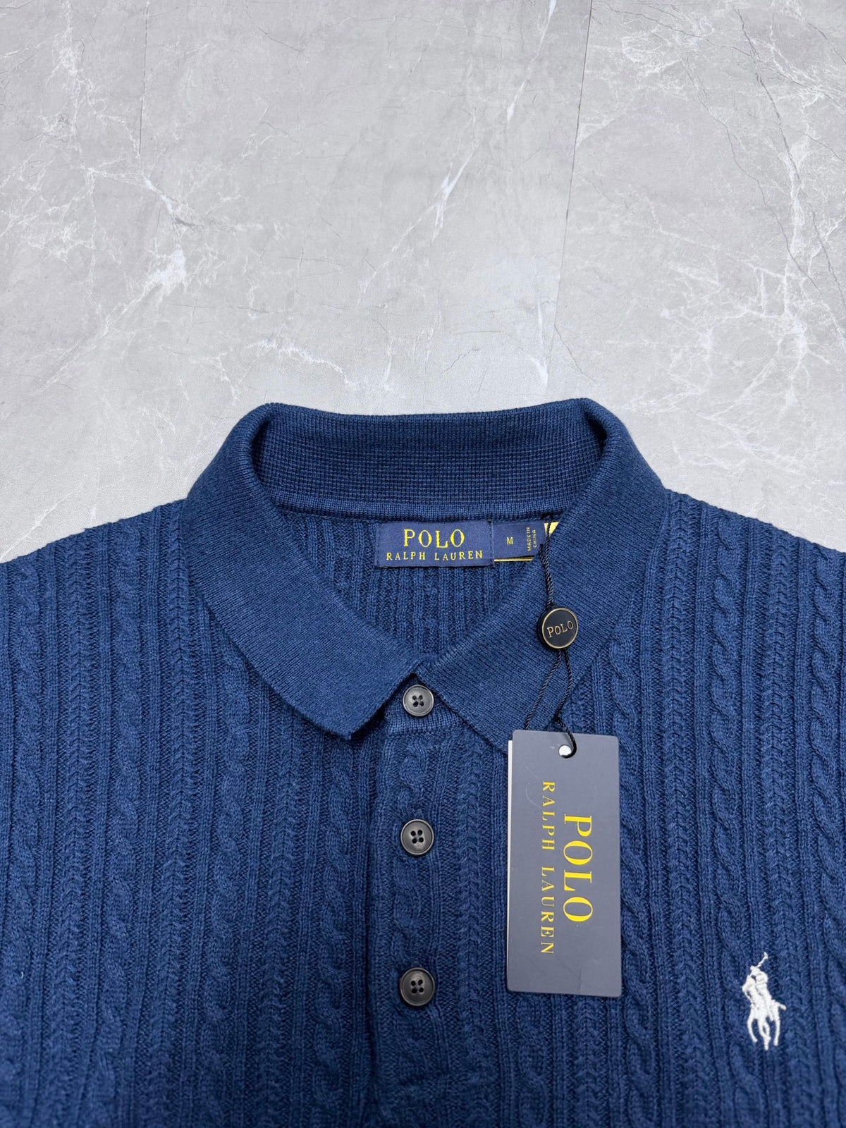 Ralph Lauren Men's Cable‑Knit Short‑Sleeve Polo Shirt