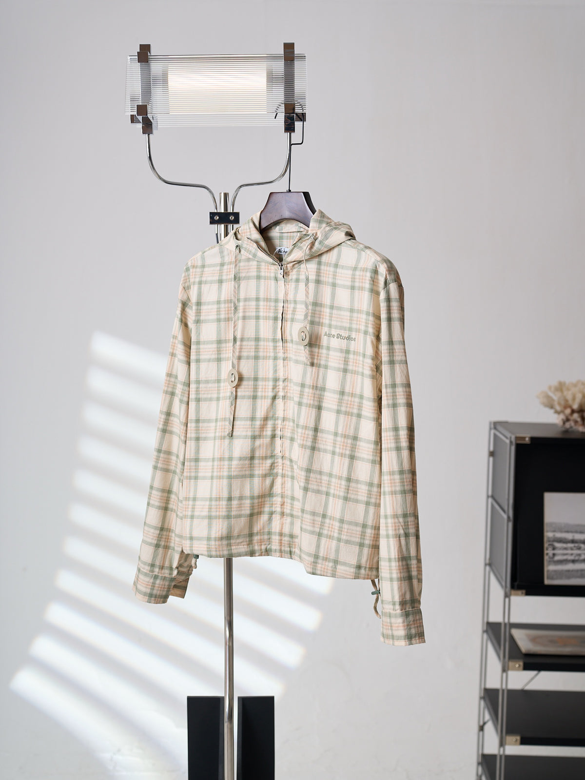 Acne Studios Plaid Zip‑Up Hooded Jacket