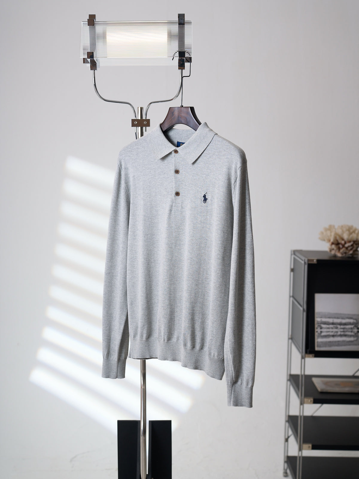 Polo Ralph Lauren Men's Long‑Sleeve Knit Polo Sweater with Small Pony Embroidery