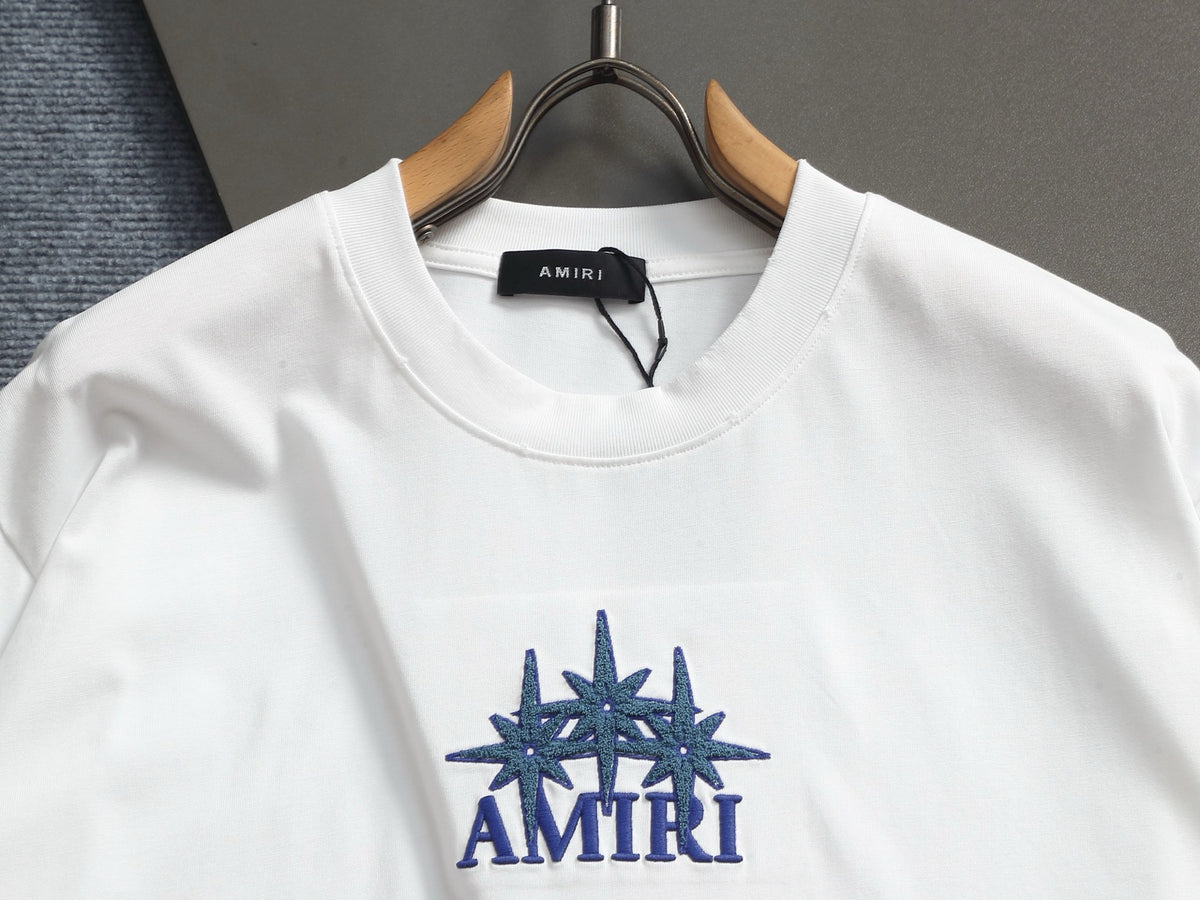 AMIRI Star Embellished Logo Crew‑Neck Short‑Sleeve T‑Shirt
