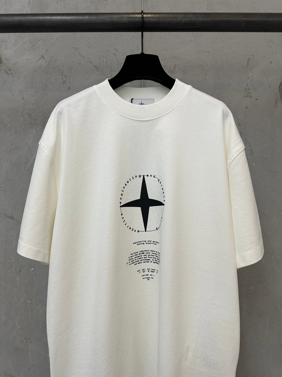 Stone Island Compass Graphic Print Crew Neck T-Shirt with Oversized Star and Brand Narrative