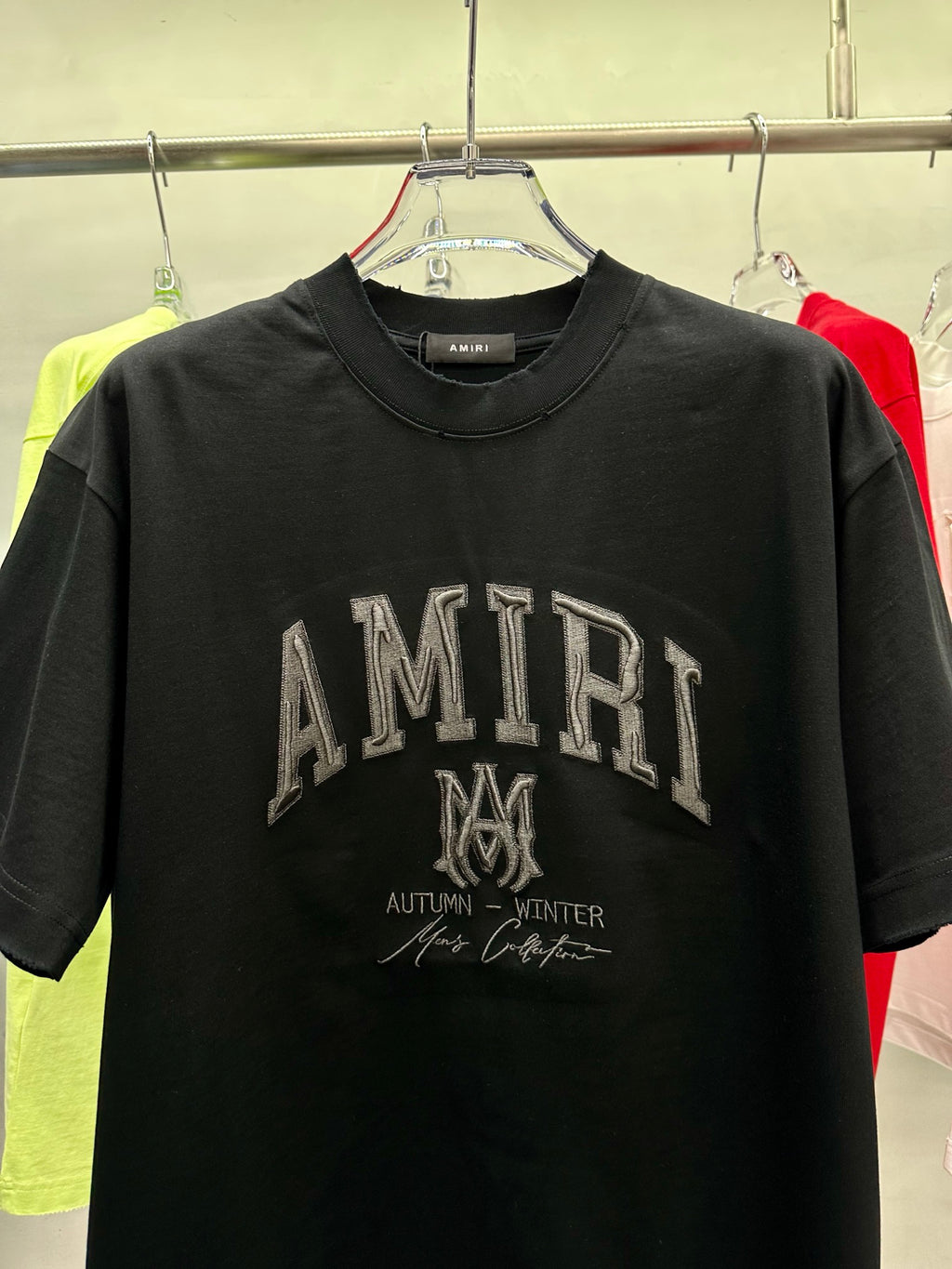 AMIRI Varsity Embroidered MA Logo Short‑Sleeve Crew Neck T‑Shirt
