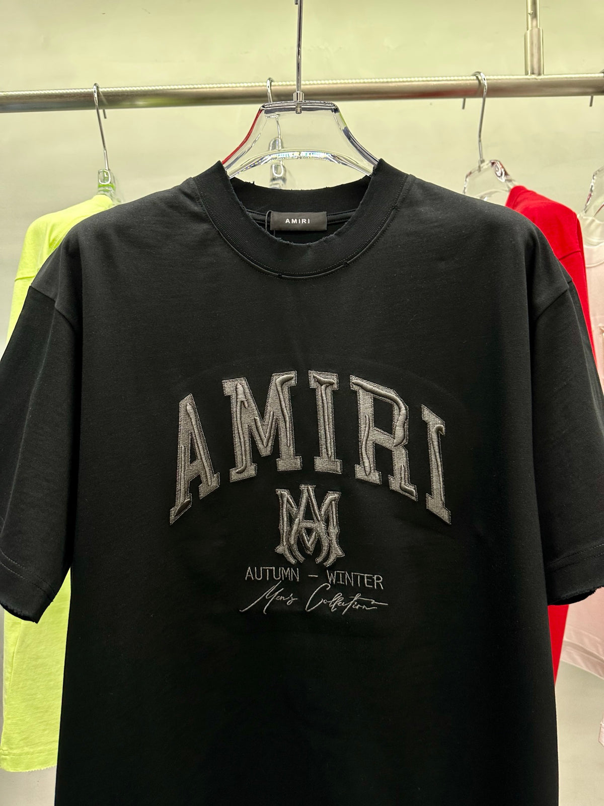 AMIRI Varsity Embroidered MA Logo Short‑Sleeve Crew Neck T‑Shirt