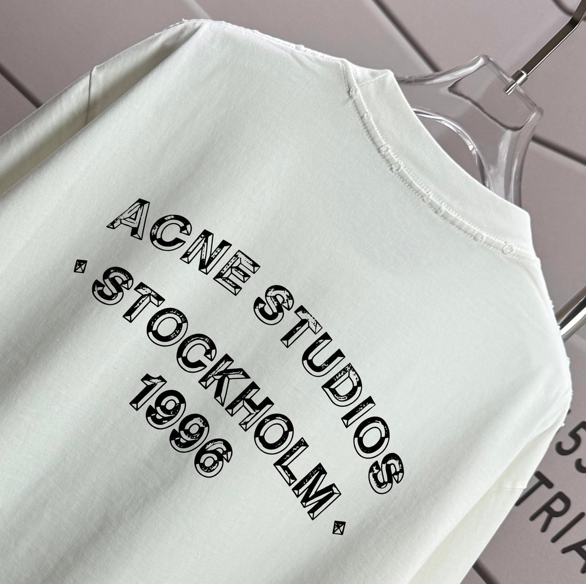 Acne Studios Small Stacked Stockholm‑1996‑Text Distressed‑Trim Crew‑Neck Short‑Sleeve T‑Shirt