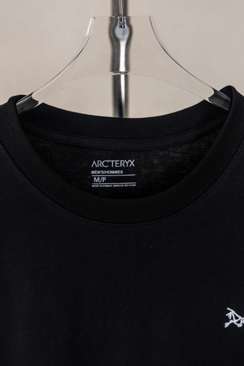 Arc'teryx Spring Summer Black Casual Tee Contrast Stitching Bird Logo Short‑Sleeve T‑Shirt