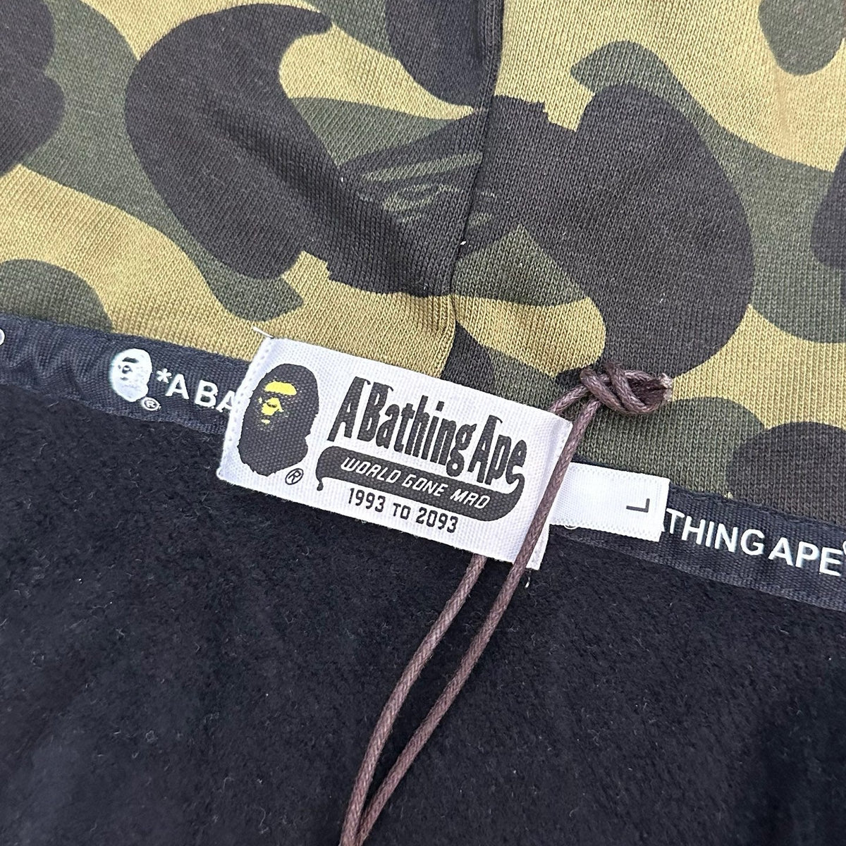 BAPE SS25 Shark Full-Zip Double Hood Hoodie — Color-Block Camo