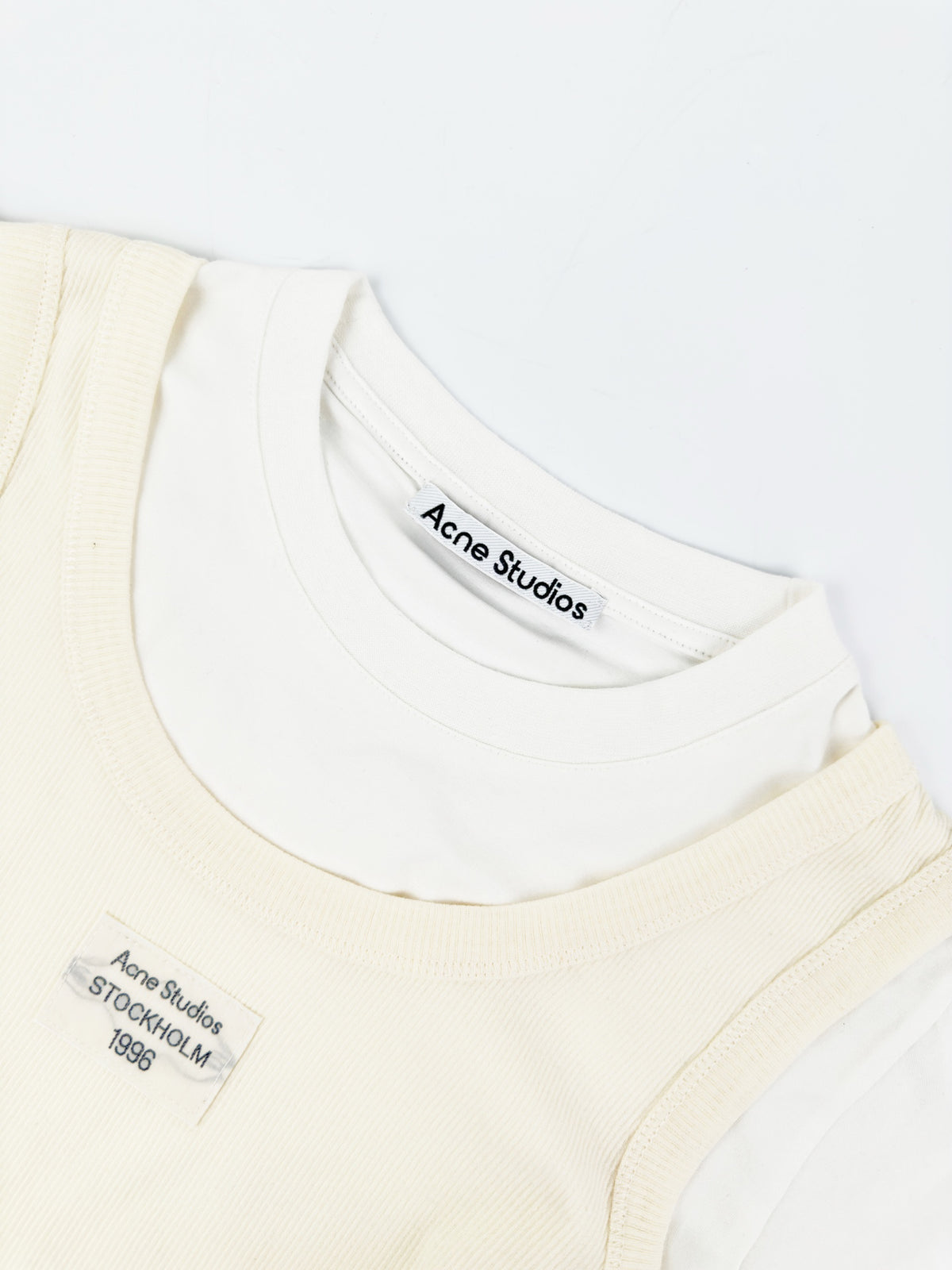 Acne Studios 1996‑Label Mock‑Layered Ribbed Tank Short‑Sleeve Top